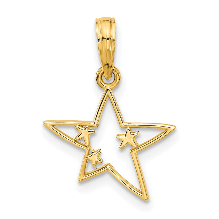 14k Yellow Gold Polished Star in Stars Design Pendant