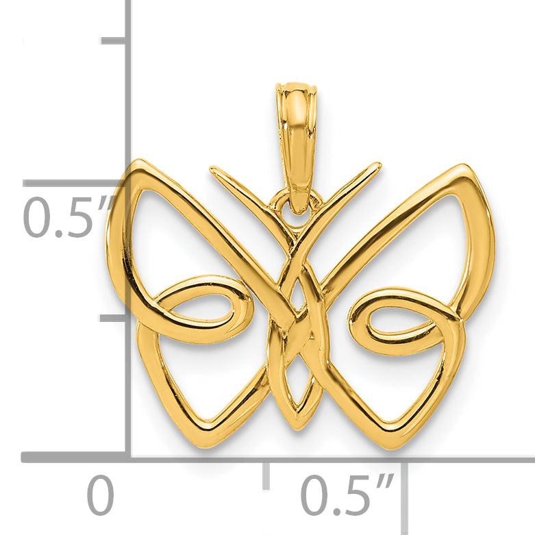 14k Yellow Gold Fancy Polished Butterfly Pendant