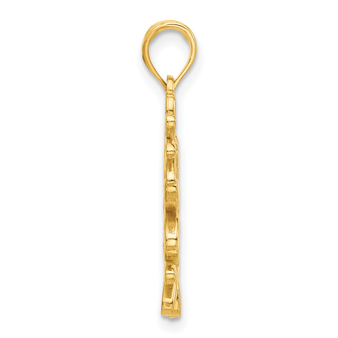 14k Yellow Gold Polished Finish Floral Charm Pendant