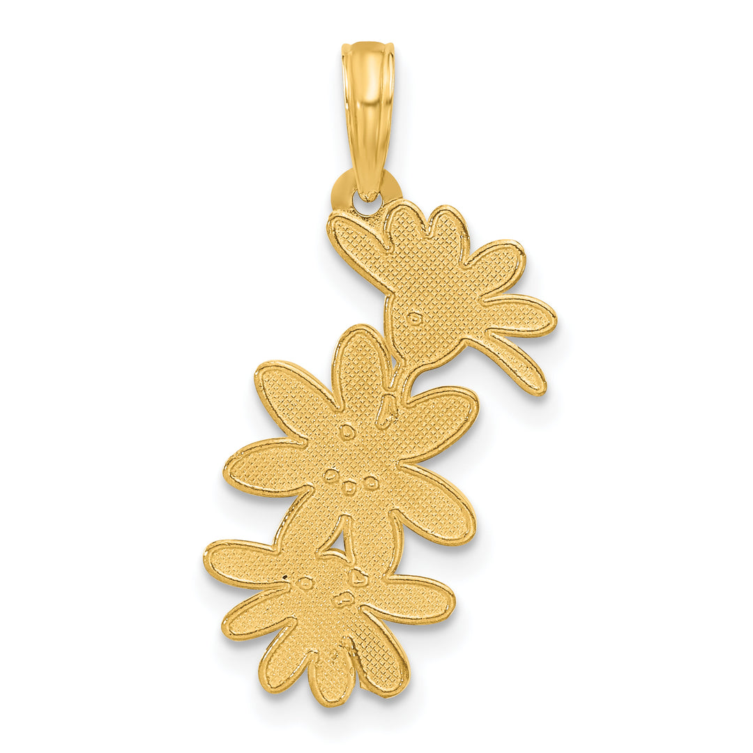 14k Yellow Gold Polished Finish Floral Charm Pendant