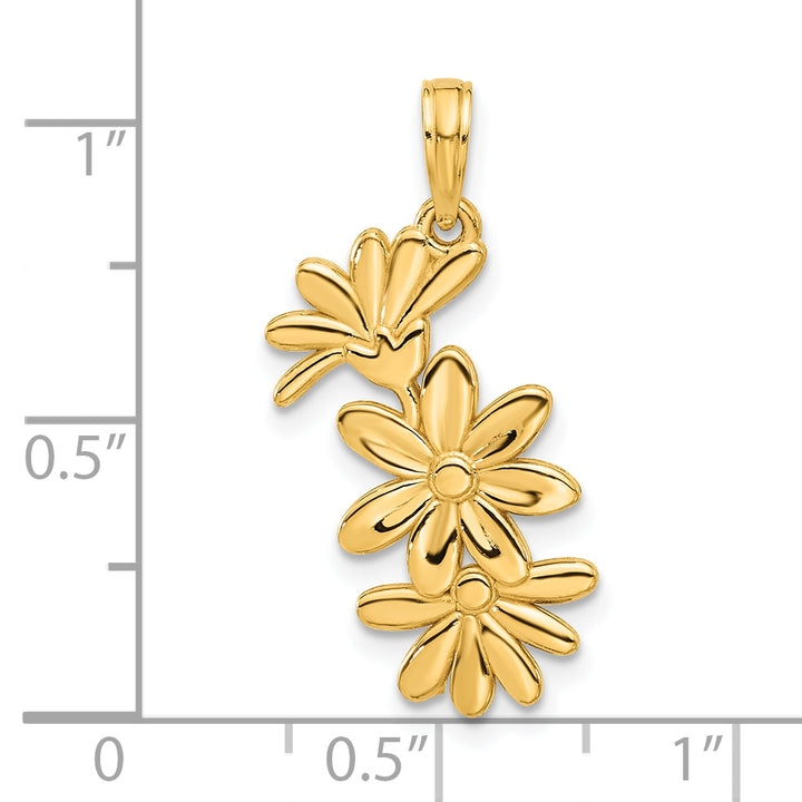 14k Yellow Gold Polished Finish Floral Charm Pendant