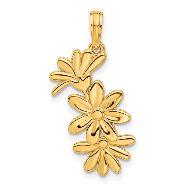14k Yellow Gold Polished Finish Floral Charm Pendant