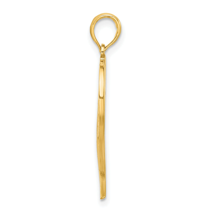 14k Yellow Gold Polished Fancy Leaf Design Pendant