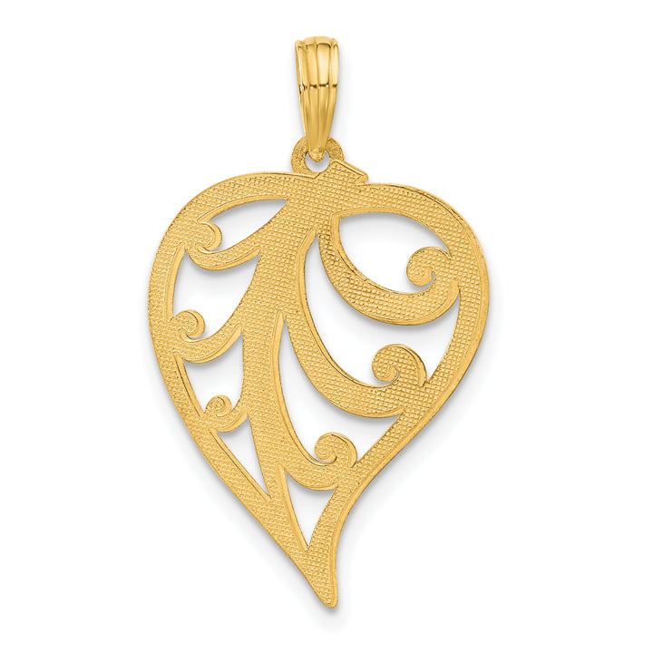 14k Yellow Gold Polished Fancy Leaf Design Pendant
