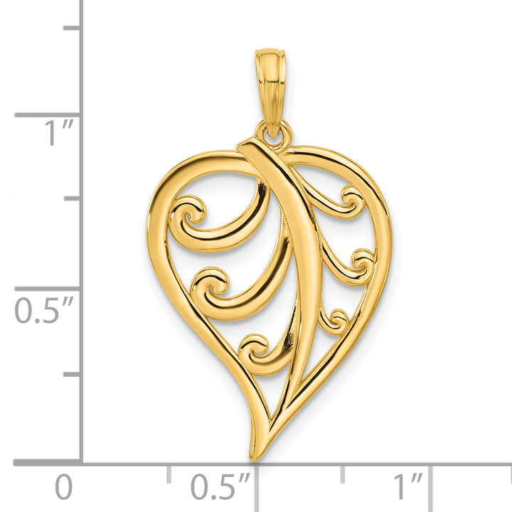 14k Yellow Gold Polished Fancy Leaf Design Pendant