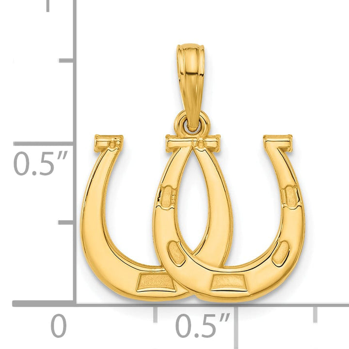 14k Yellow Gold Polished Double Horseshoe Pendant