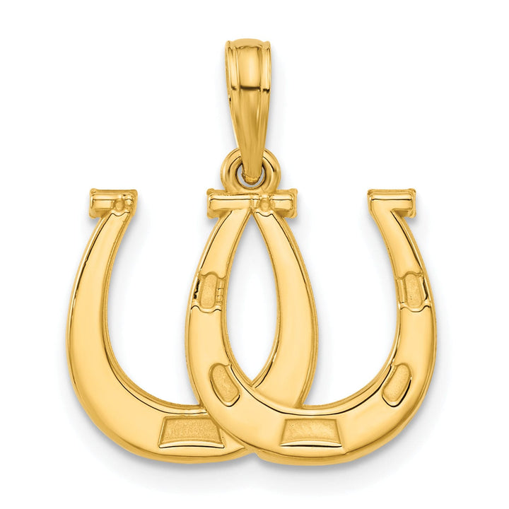 14k Yellow Gold Polished Double Horseshoe Pendant