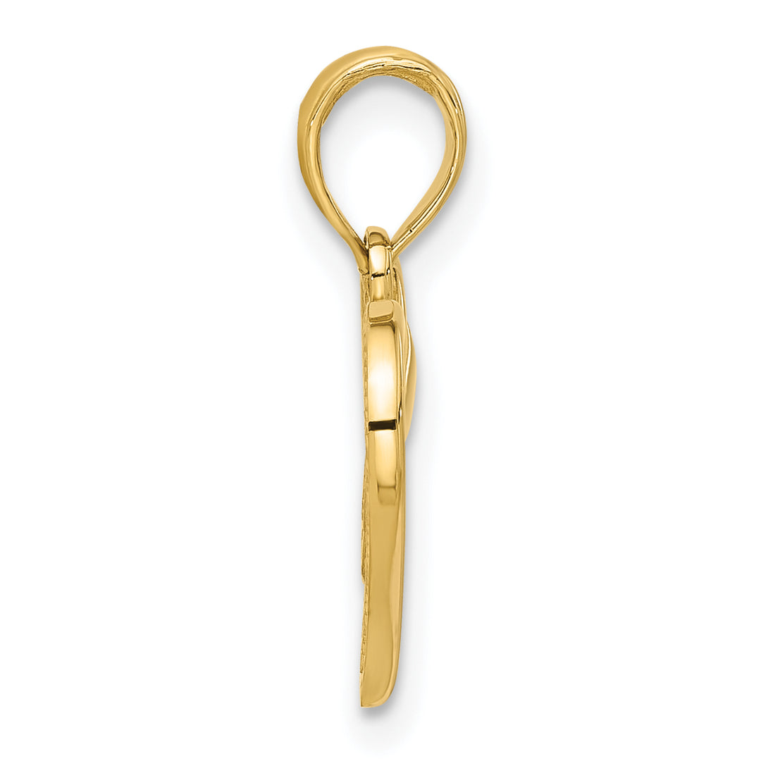 14k Yellow Gold Polished Fancy Heart and Butterfly Charm Pendant