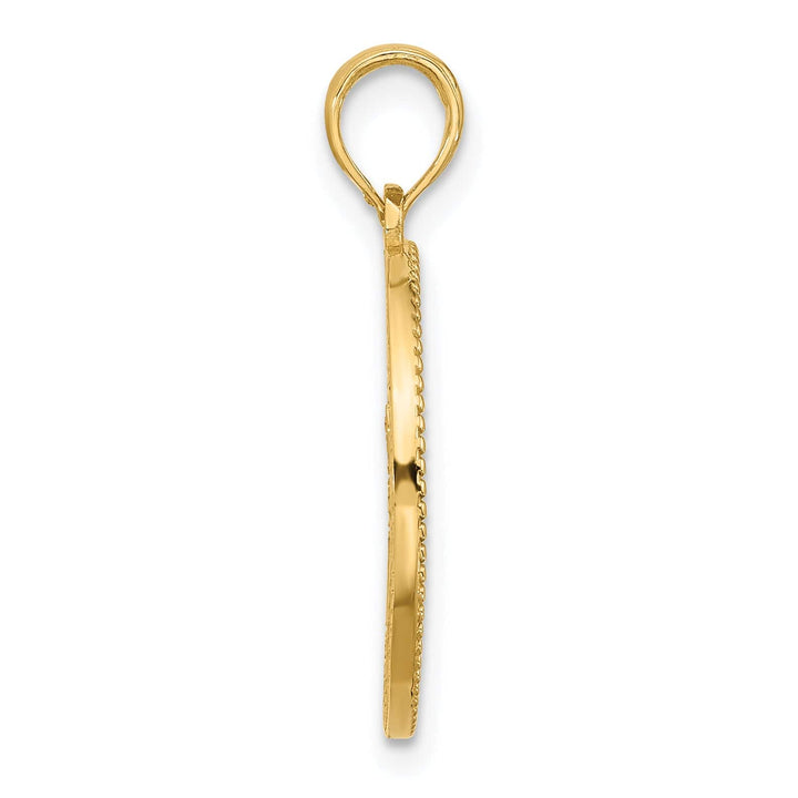 14K Yellow Gold Polished Circle with Tree Design Pendant