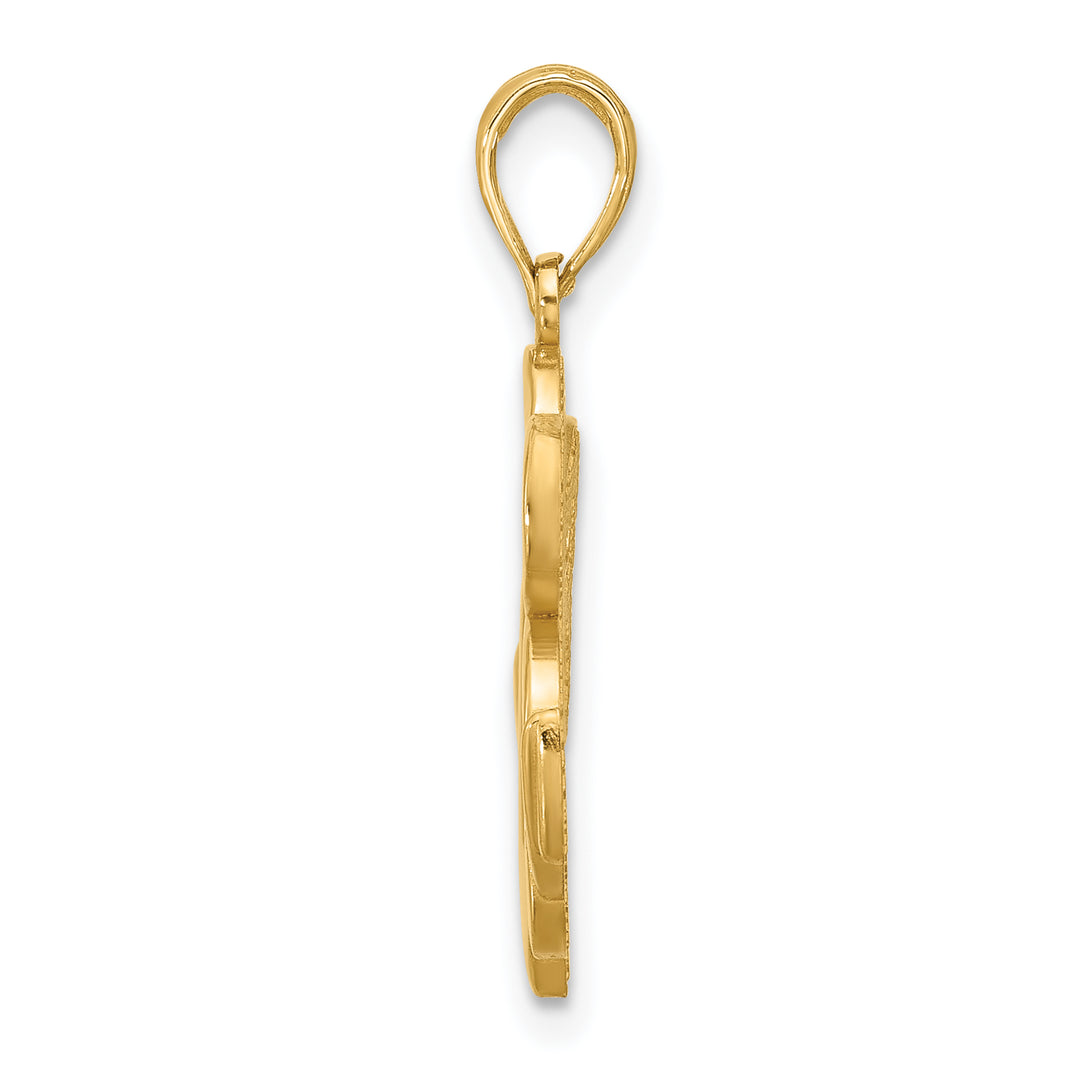 14K Yellow Gold Polished Anchor & Clover Design Pendant