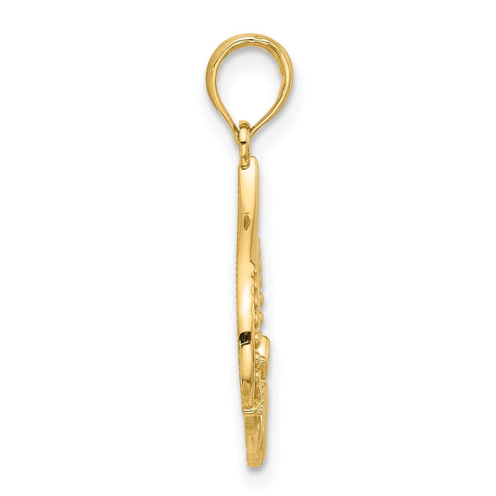 14k Yellow Gold Heart Design Polished Claddagh Pendant