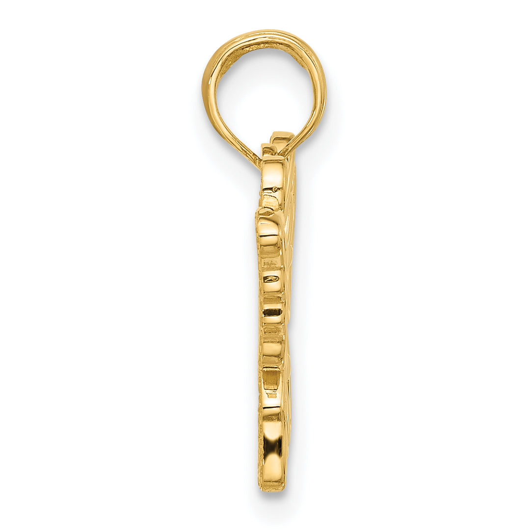 14K Yellow Gold Polished Fancy Butterfly Charm Pendant Design