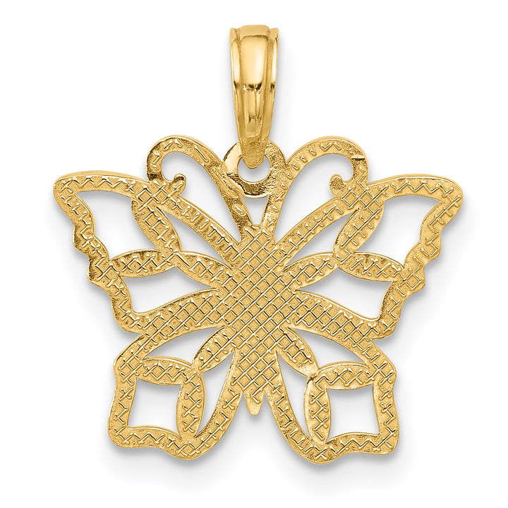 14K Yellow Gold Polished Fancy Butterfly Charm Pendant Design