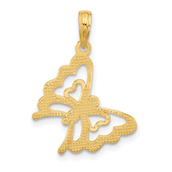 14K Yellow Gold Polished Finish Fancy Butterfly Charm
