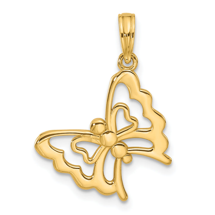 14K Yellow Gold Polished Finish Fancy Butterfly Charm