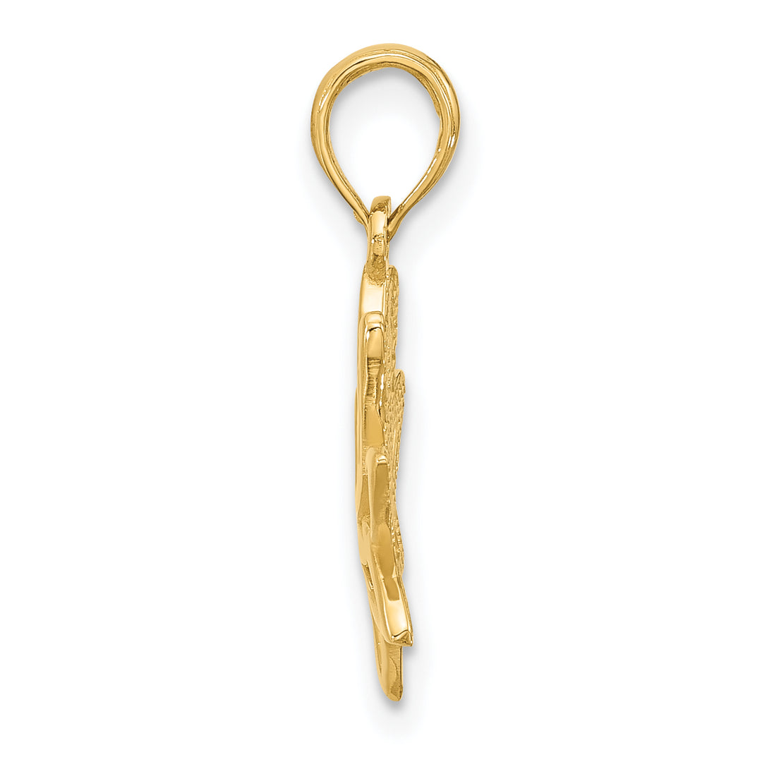 14K Yellow Gold Polished Fancy Flower Charm Pendant