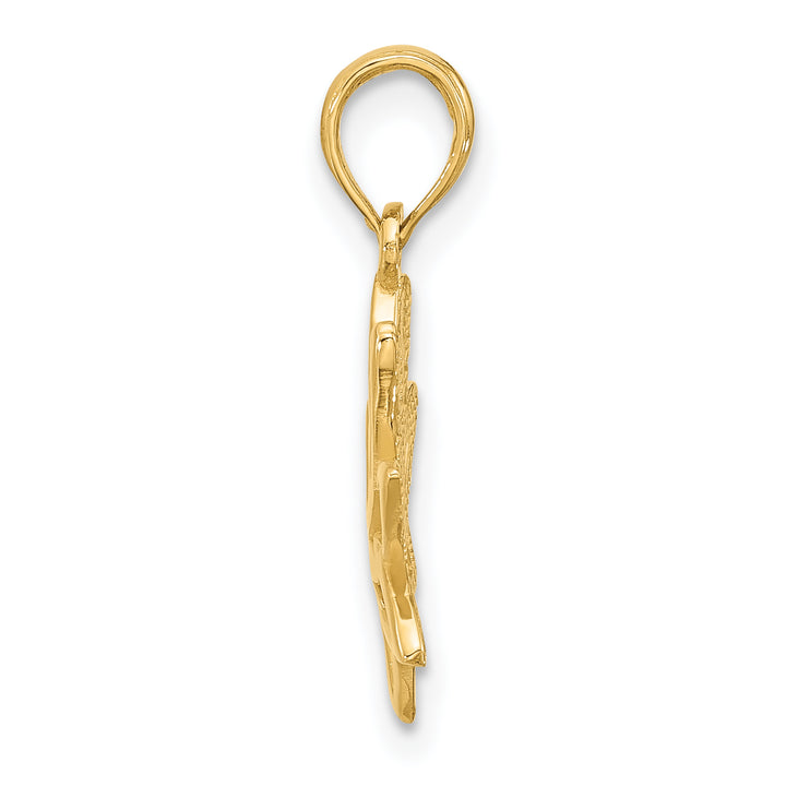 14K Yellow Gold Polished Fancy Flower Charm Pendant