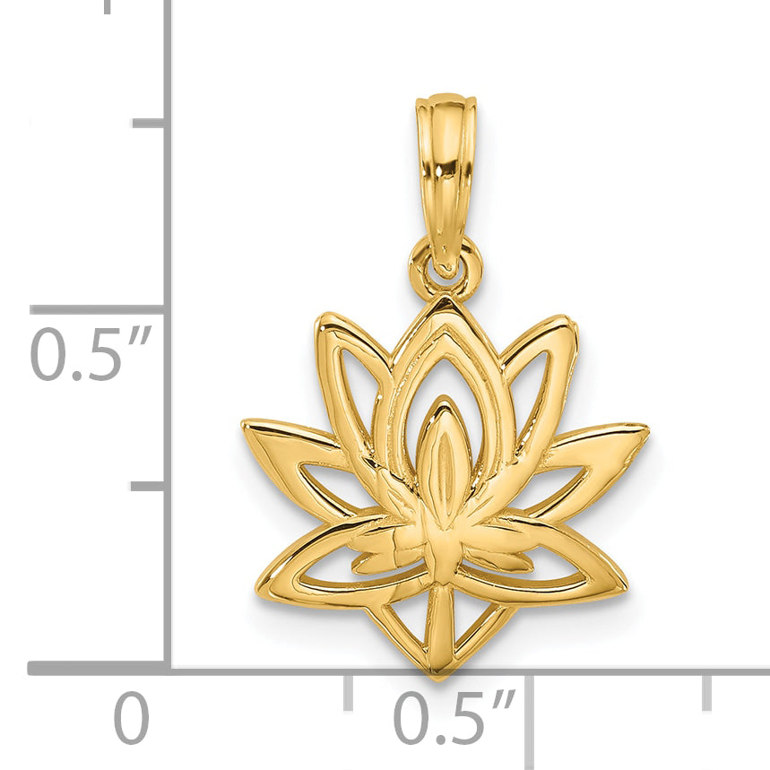 14K Yellow Gold Polished Fancy Flower Charm Pendant