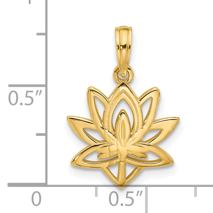 14K Yellow Gold Polished Fancy Flower Charm Pendant