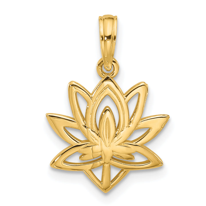 14K Yellow Gold Polished Fancy Flower Charm Pendant