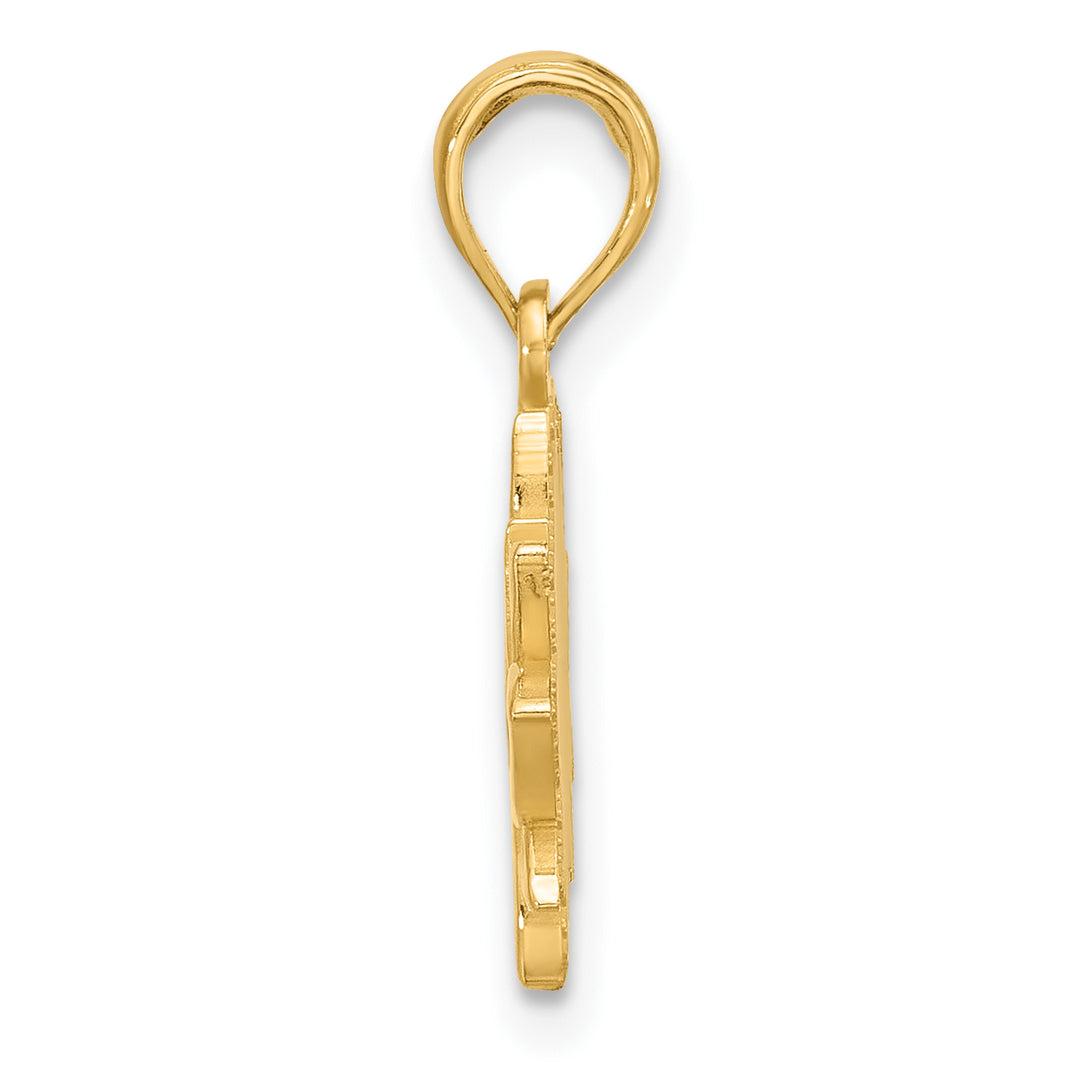 14K Yelllow Gold Polished Finish Flower Design Pendant