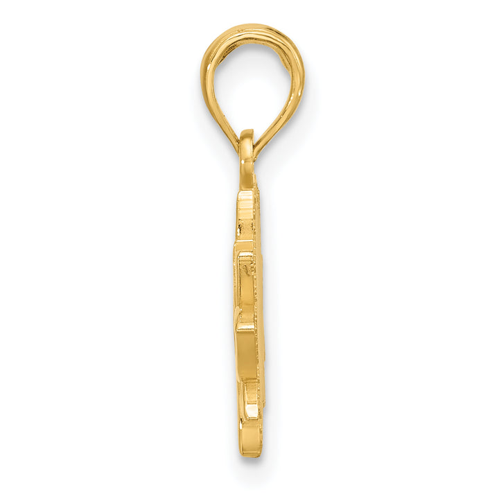 14K Yelllow Gold Polished Finish Flower Design Pendant