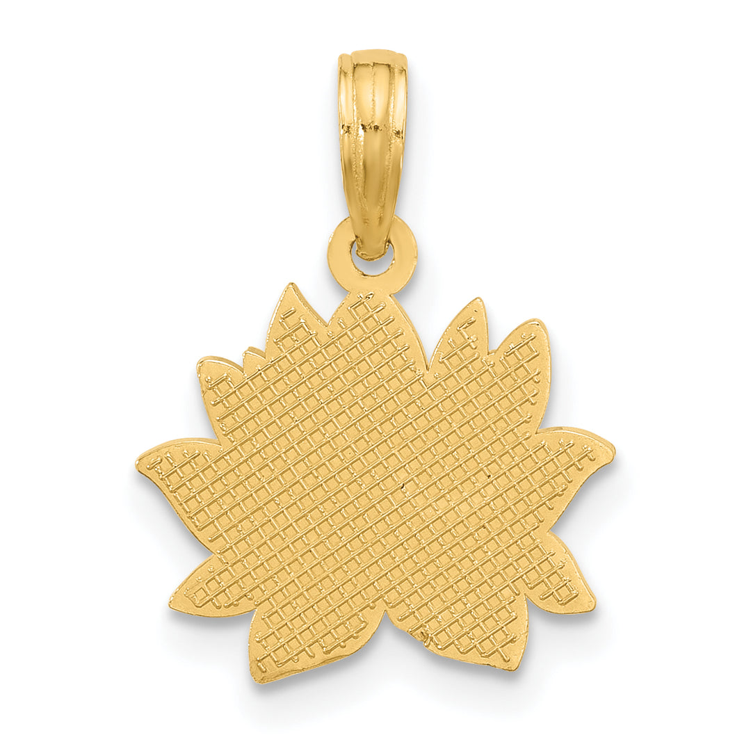 14K Yelllow Gold Polished Finish Flower Design Pendant