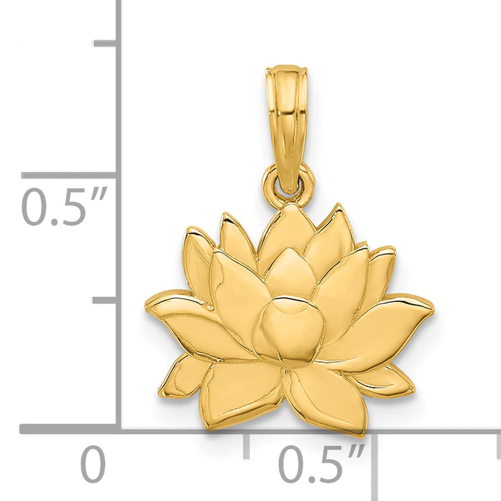 14K Yelllow Gold Polished Finish Flower Design Pendant