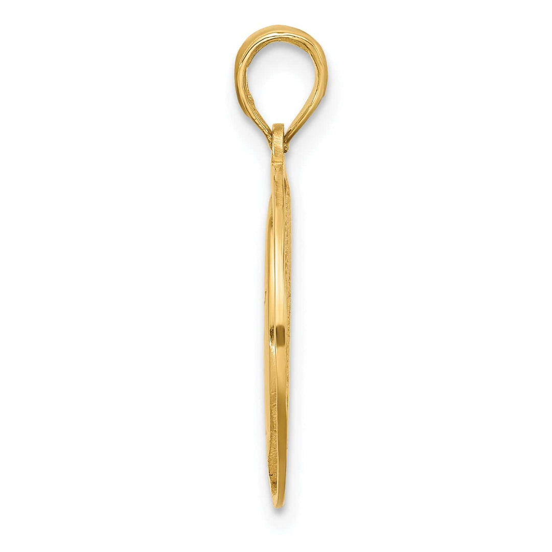14K Yellow Gold Polished Moon and StarsCut Design Pendant