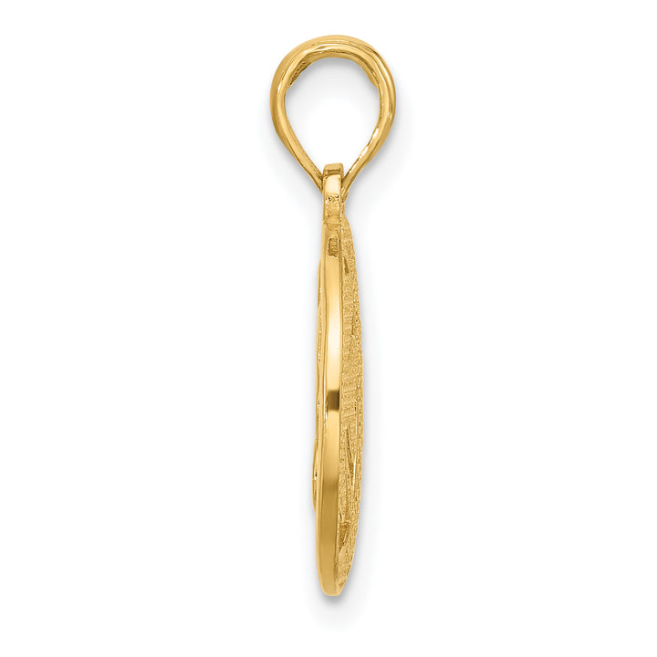 14K Yellow Gold Polished Fancy Shamrock in Circle Pendant