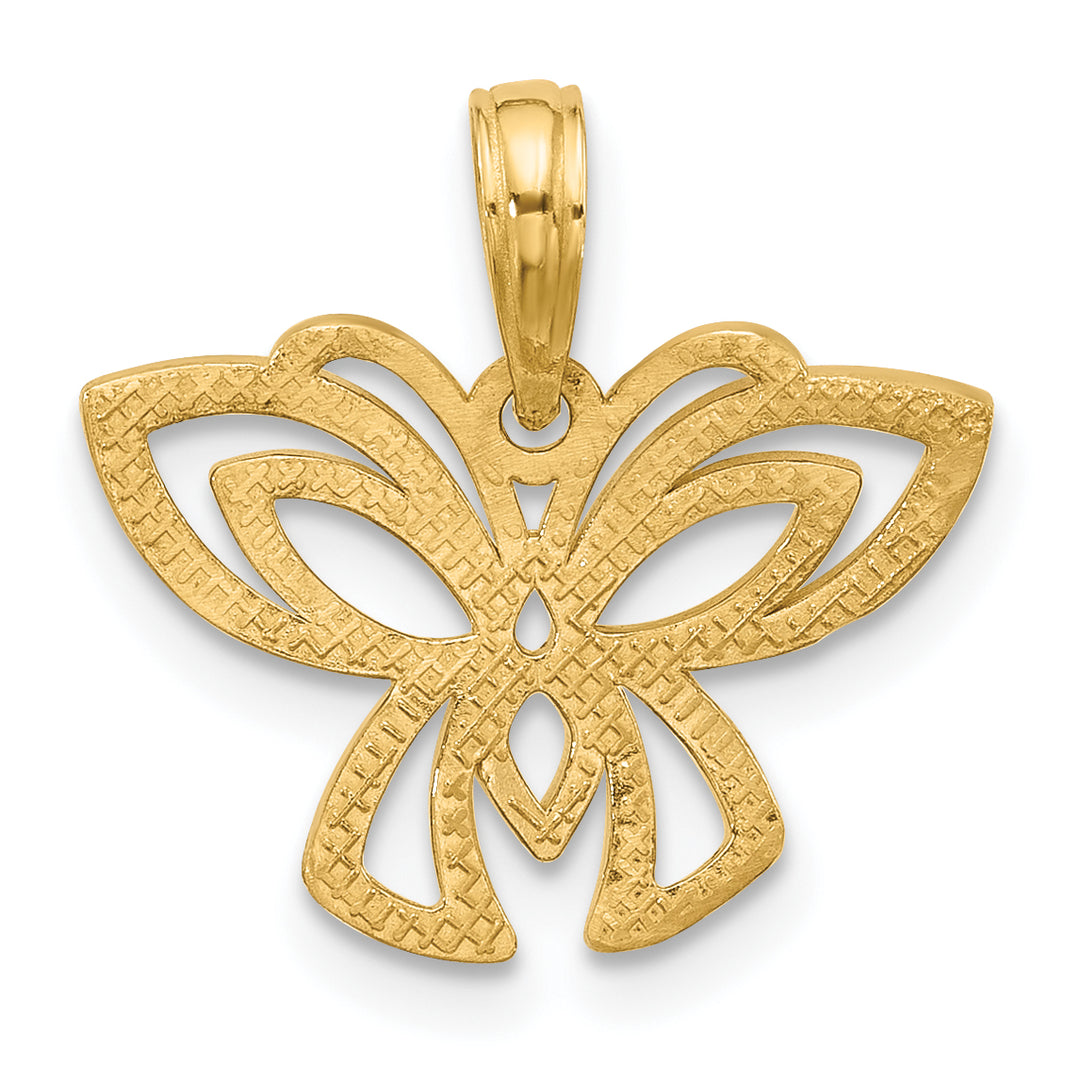 14K Yellow Gold Polished Fancy Design Butterfly Charm Pendant