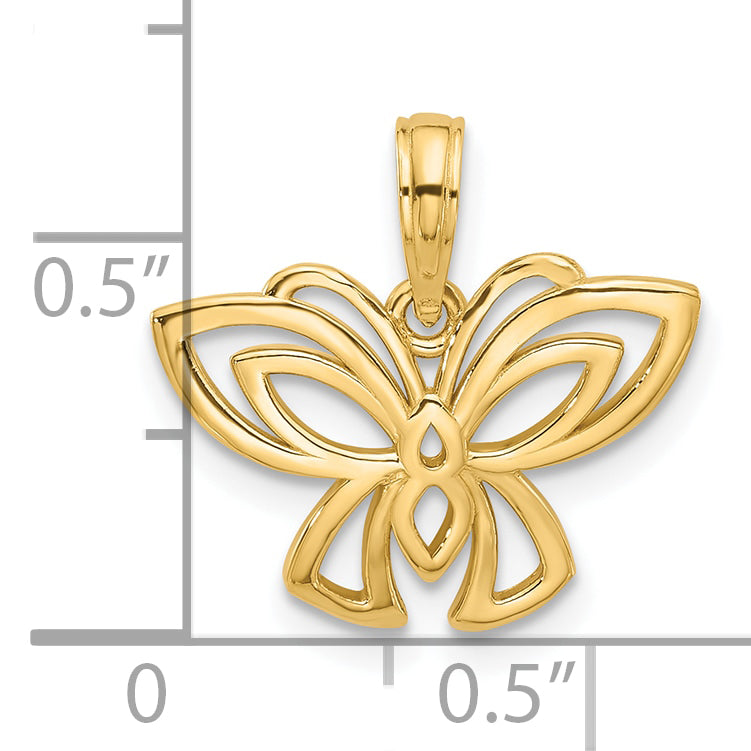 14K Yellow Gold Polished Fancy Design Butterfly Charm Pendant