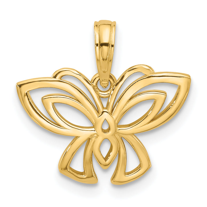 14K Yellow Gold Polished Fancy Design Butterfly Charm Pendant