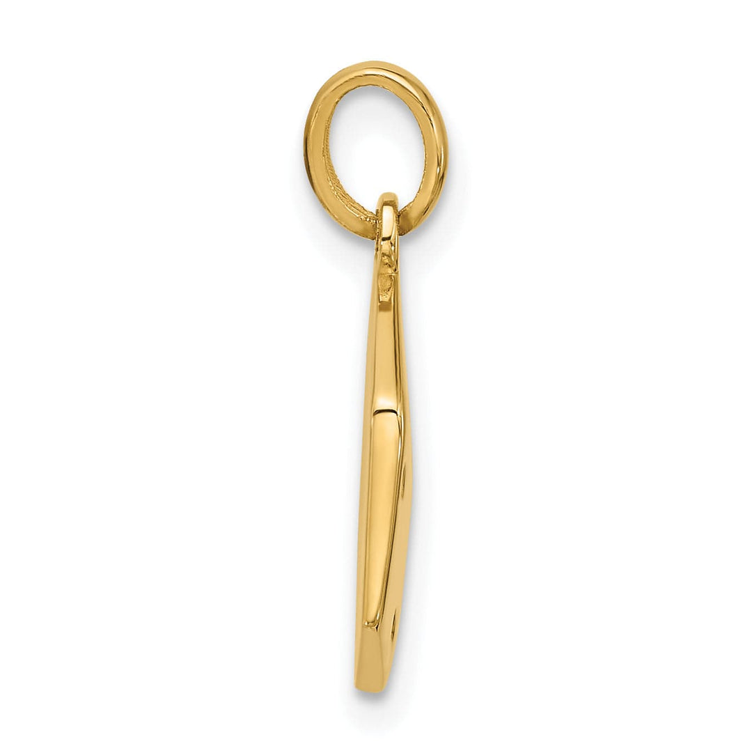 14k Yellow Gold Polished Dice Charm Pendant