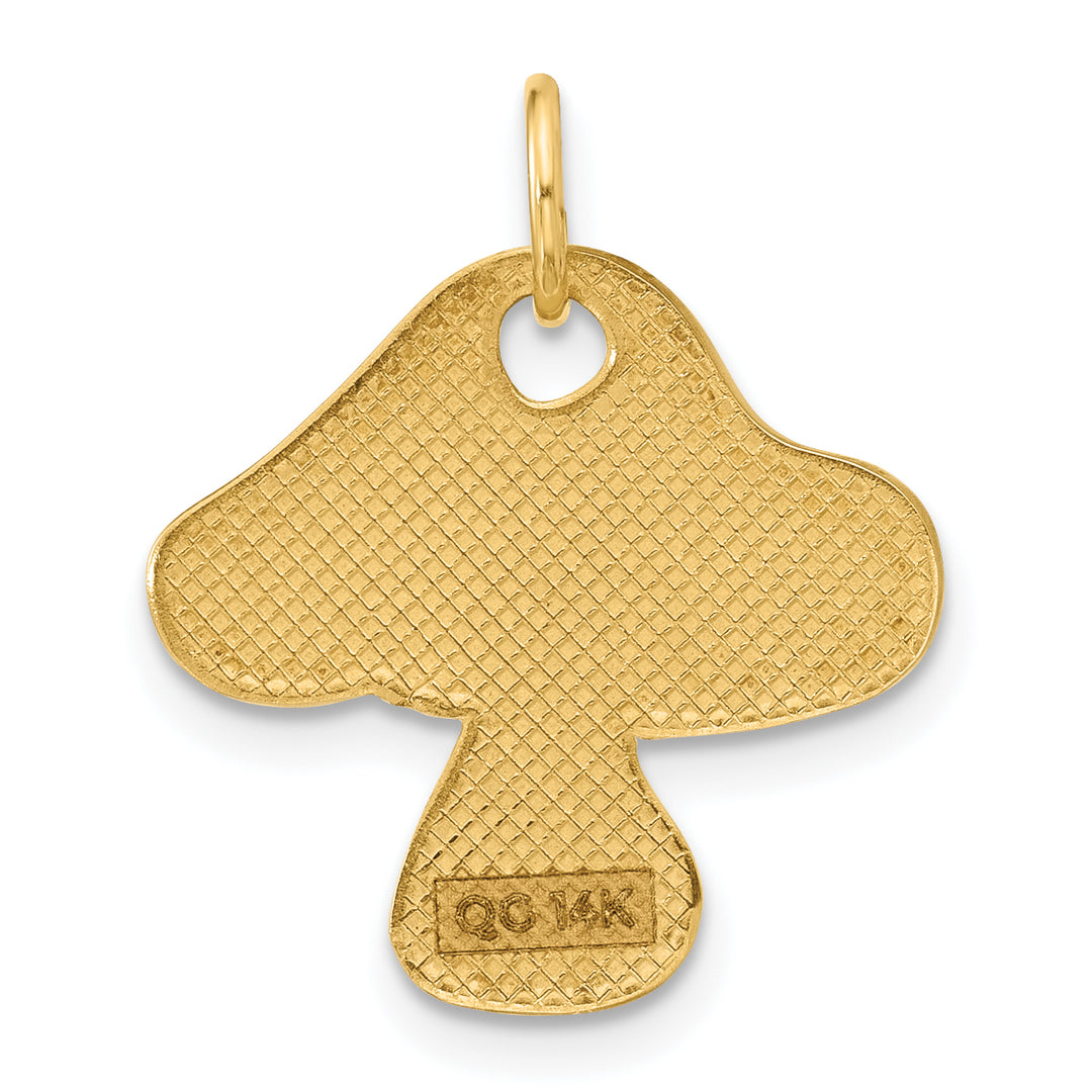 14k Yellow Gold Enameled Toadstool Charm Pendant