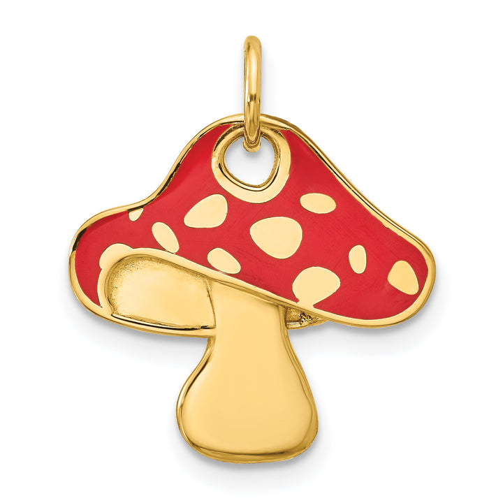 14k Yellow Gold Enameled Toadstool Charm Pendant