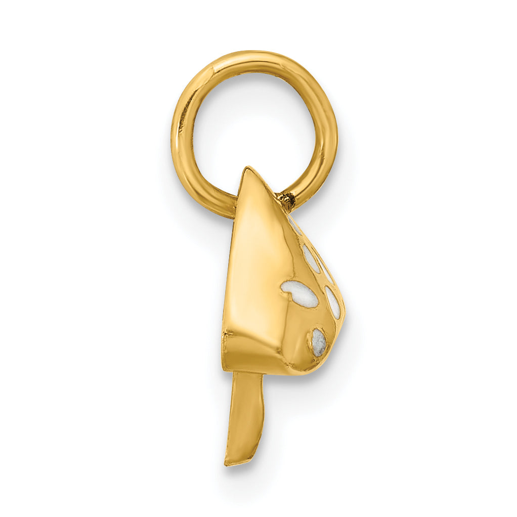 14k Yellow Gold Curvy Toadstool Charm Pendant
