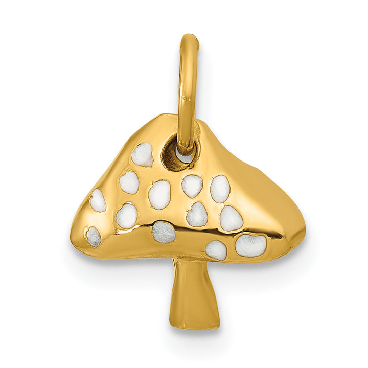14k Yellow Gold Curvy Toadstool Charm Pendant
