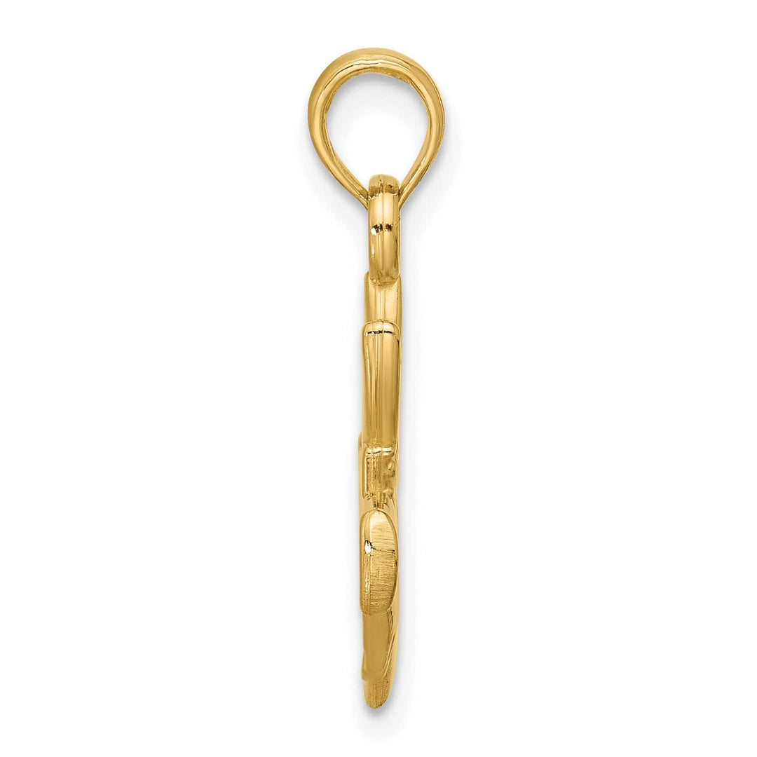 14K Yellow Gold Polished Hands in Heart Crown Design Pendant