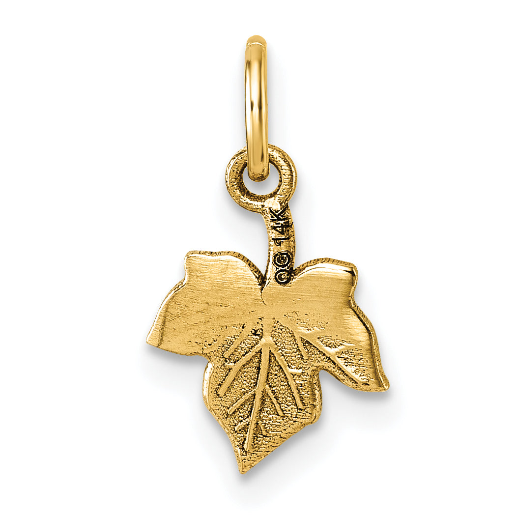 14K Yellow Gold Polished Finish Leaf Pendant