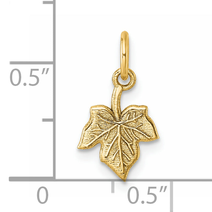 14K Yellow Gold Polished Finish Leaf Pendant