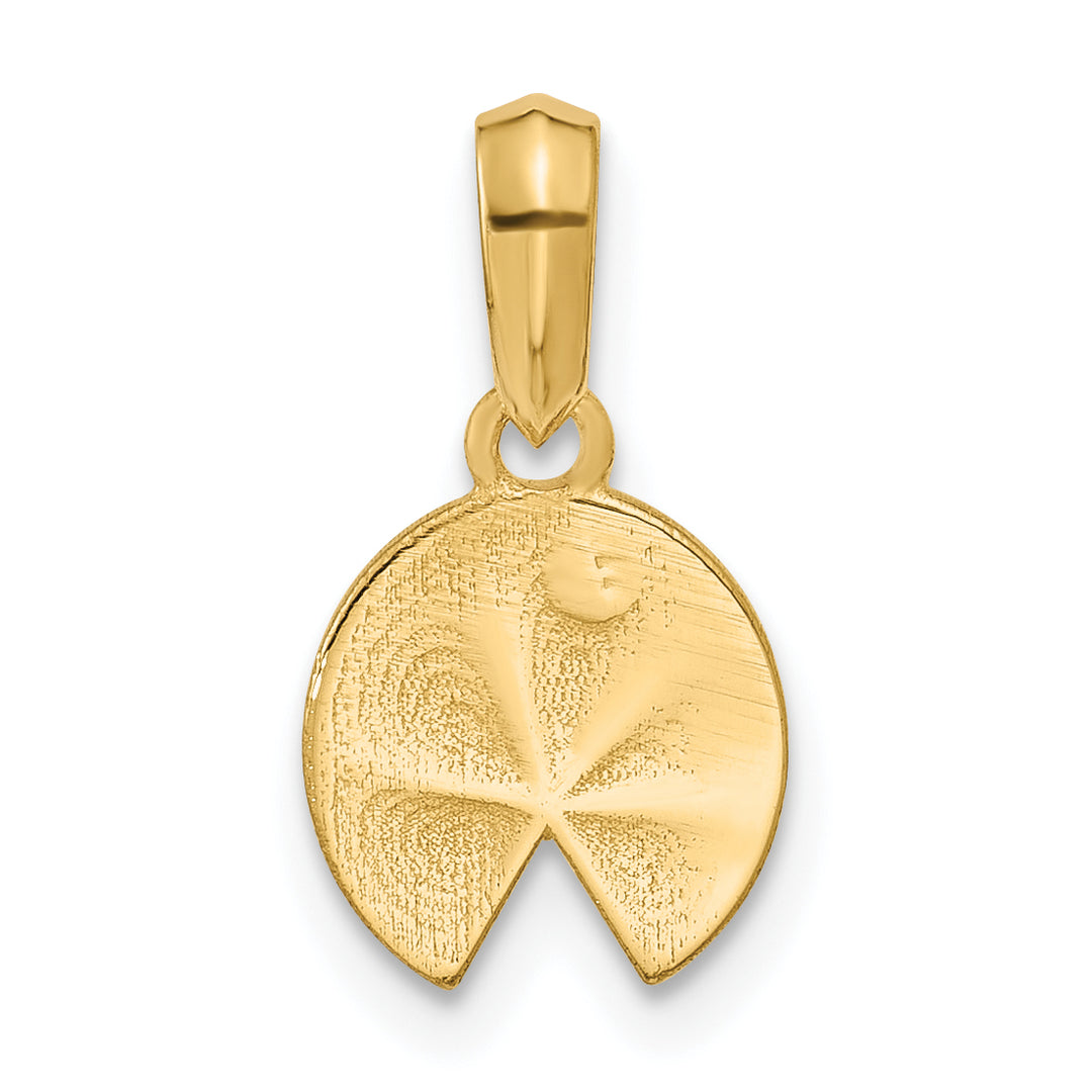 14K Yellow Gold Texture Polished Finish Lily Pad Pendant