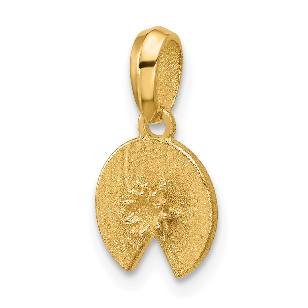 14K Yellow Gold Texture Polished Finish Lily Pad Pendant