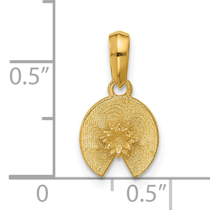 14K Yellow Gold Texture Polished Finish Lily Pad Pendant