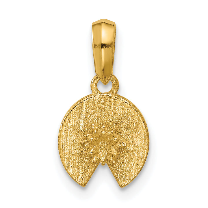 14K Yellow Gold Texture Polished Finish Lily Pad Pendant