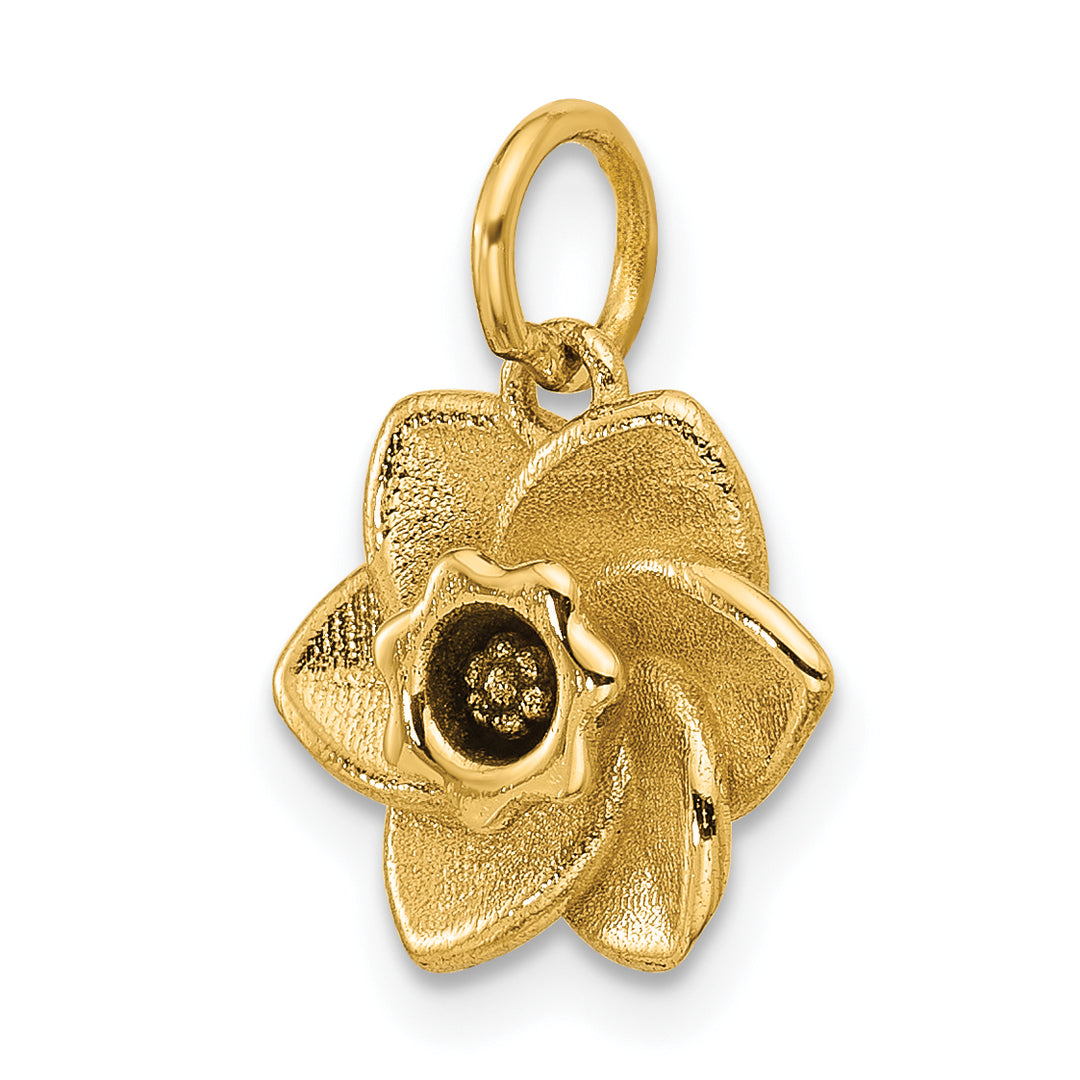 14K Yellow Gold Polished Finish Daffodil Flower Pendant