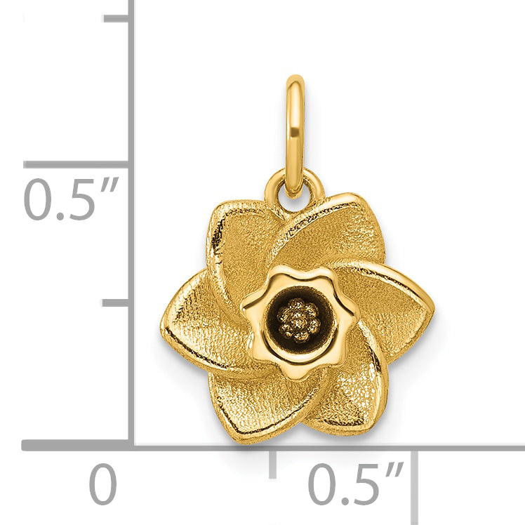 14K Yellow Gold Polished Finish Daffodil Flower Pendant