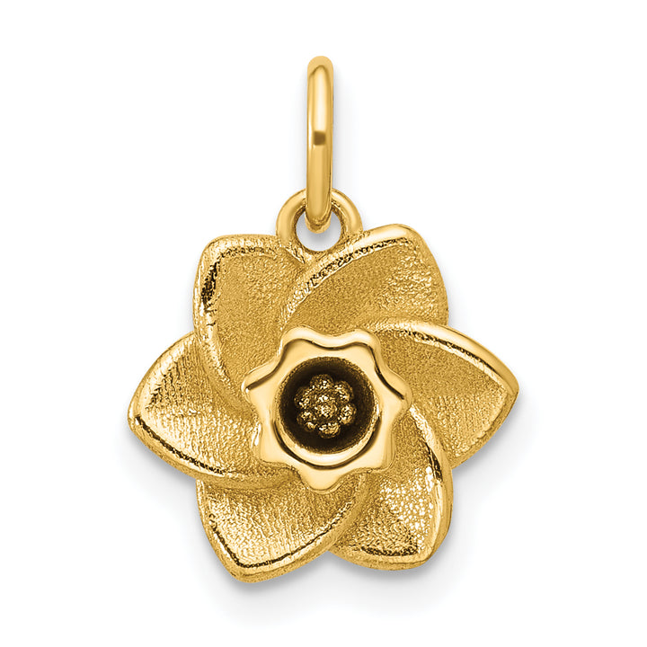 14K Yellow Gold Polished Finish Daffodil Flower Pendant