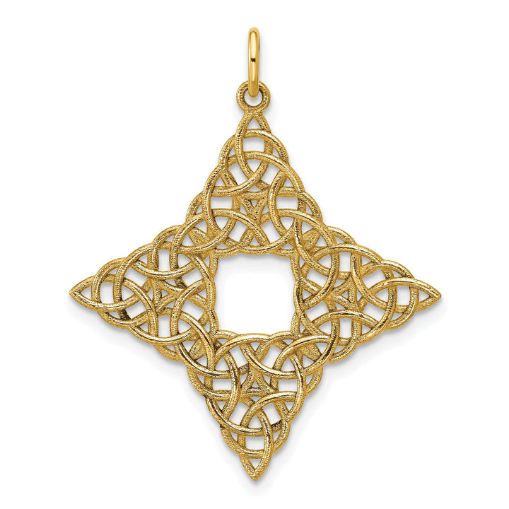 14K Yellow Gold Polished Fancy Design Celtic Knot Pendant