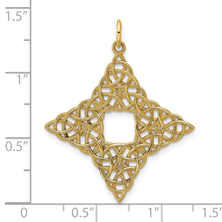 14K Yellow Gold Polished Fancy Design Celtic Knot Pendant